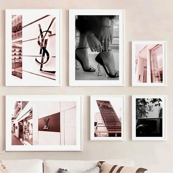 SAINT LAURENT Pink, and black luxury wall art home decor YOU CHOOSE 2! - Picture 11 of 12